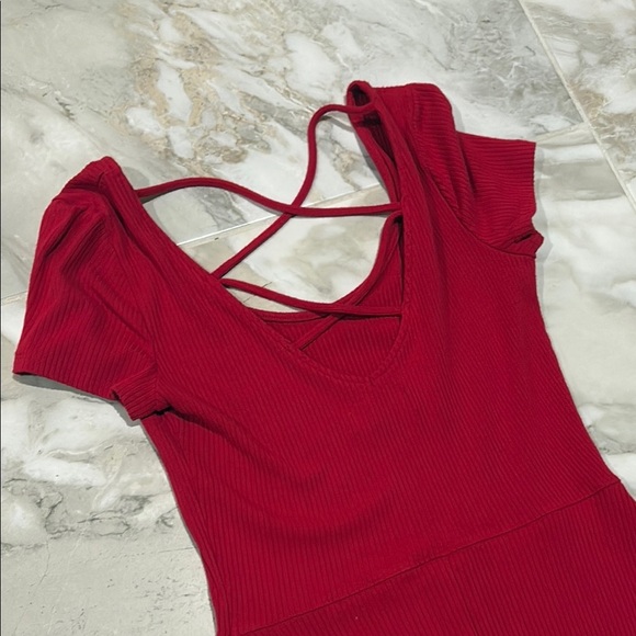 Hollister Red Fit and Flare Backless Dress - Picture 2 of 4
